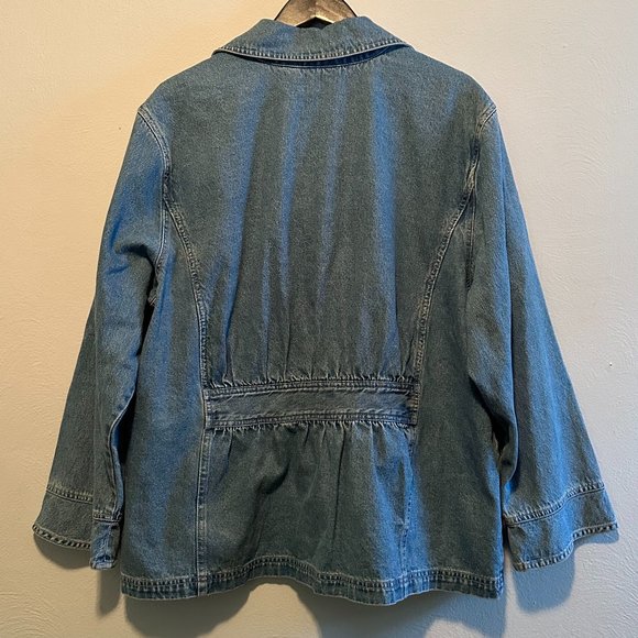 VINTAGE '90s Out of the Blue by J. Jill Boho Button-Up Denim Jean Jacket Size 3X - Picture 9 of 16